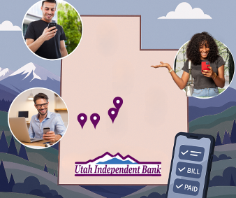 Showing people banking online in different parts of Utah